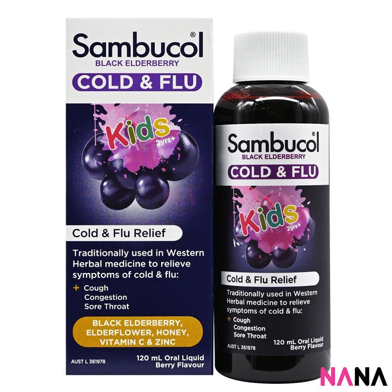 Sambucol Black Elderberry Cold & Flu Kids Liquid - Berry Flavour 120m ...